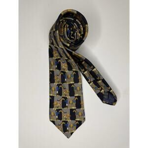 Thomas Pink Jermyn St London Silk Tie Blue Equestrian Horse Print 59" England